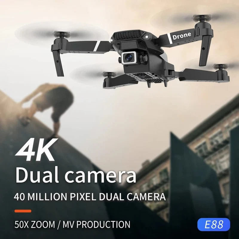 KBDFA 2023 Neue E88 Pro WIFI FPV Drohne Weitwinkel HD 4K 1080P Kamera Höhe halten RC Faltbarer Quadcopter Eders Hubschrauber Spielzeug Geschenk