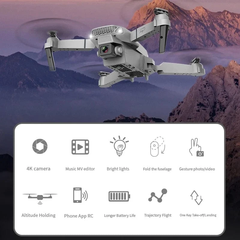 KBDFA 2023 Neue E88 Pro WIFI FPV Drohne Weitwinkel HD 4K 1080P Kamera Höhe halten RC Faltbarer Quadcopter Eders Hubschrauber Spielzeug Geschenk