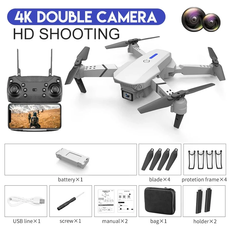 KBDFA 2023 Neue E88 Pro WIFI FPV Drohne Weitwinkel HD 4K 1080P Kamera Höhe halten RC Faltbarer Quadcopter Eders Hubschrauber Spielzeug Geschenk