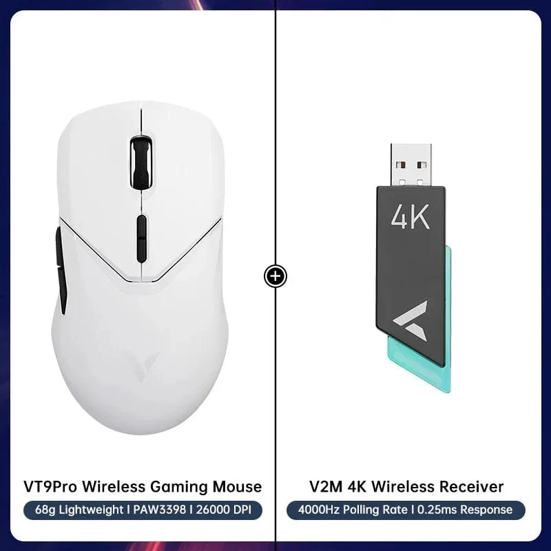 Rapoo VT9PRO Kabellose Gaming-Maus Esports Grade 68g Ultra-Light 26000DPI 8 Tasten Optische PAW3398 Computermaus für Laptop-PC