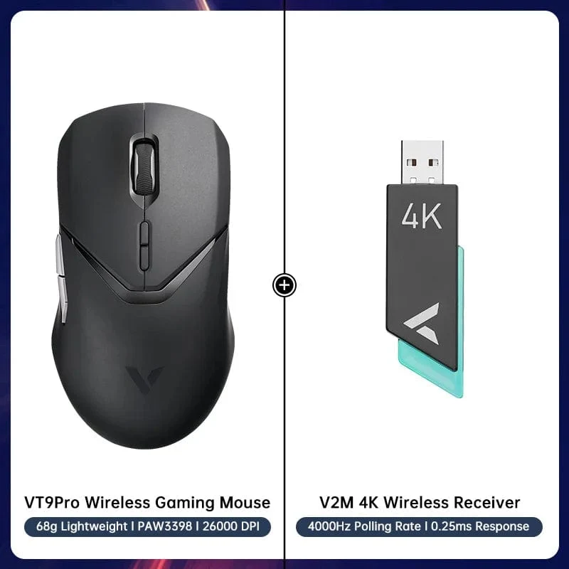 Rapoo VT9PRO Kabellose Gaming-Maus Esports Grade 68g Ultra-Light 26000DPI 8 Tasten Optische PAW3398 Computermaus für Laptop-PC