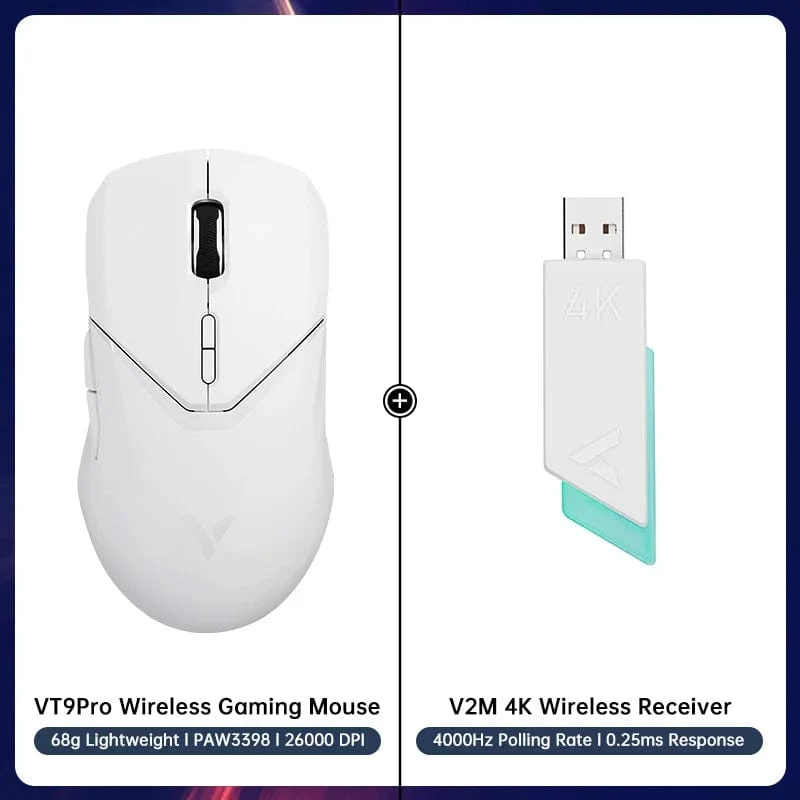 Rapoo VT9PRO Kabellose Gaming-Maus Esports Grade 68g Ultra-Light 26000DPI 8 Tasten Optische PAW3398 Computermaus für Laptop-PC