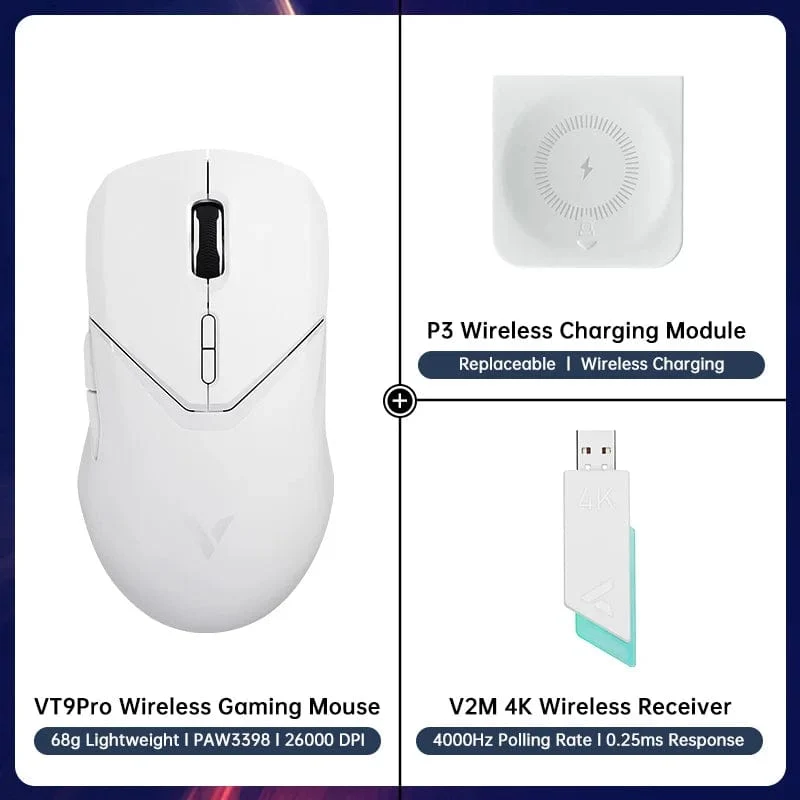 Rapoo VT9PRO Kabellose Gaming-Maus Esports Grade 68g Ultra-Light 26000DPI 8 Tasten Optische PAW3398 Computermaus für Laptop-PC