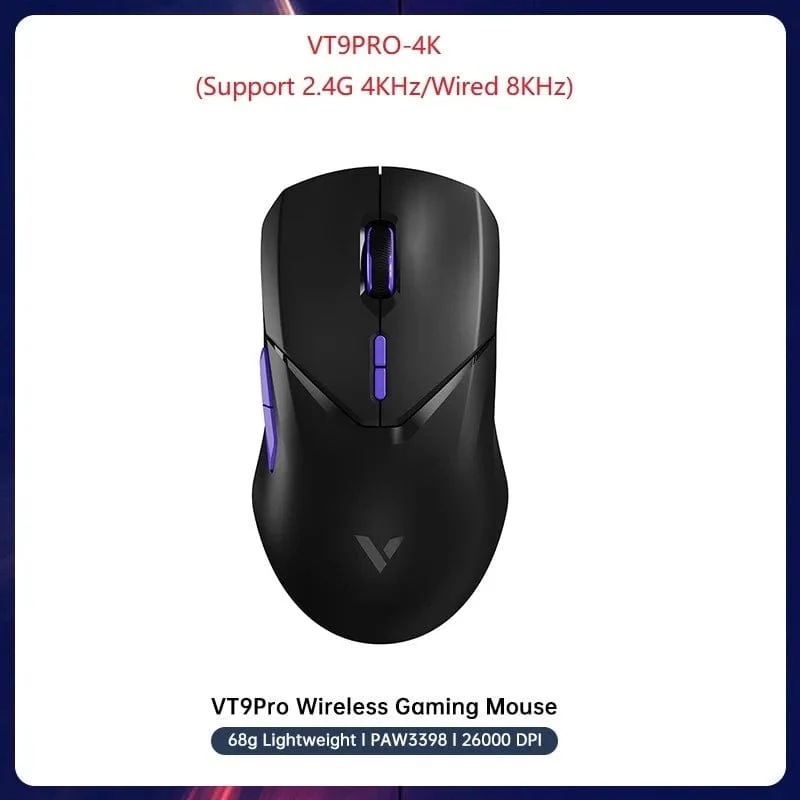 Rapoo VT9PRO Kabellose Gaming-Maus Esports Grade 68g Ultra-Light 26000DPI 8 Tasten Optische PAW3398 Computermaus für Laptop-PC