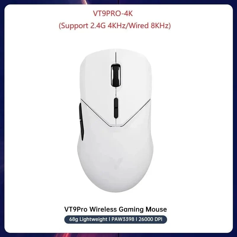 Rapoo VT9PRO Kabellose Gaming-Maus Esports Grade 68g Ultra-Light 26000DPI 8 Tasten Optische PAW3398 Computermaus für Laptop-PC