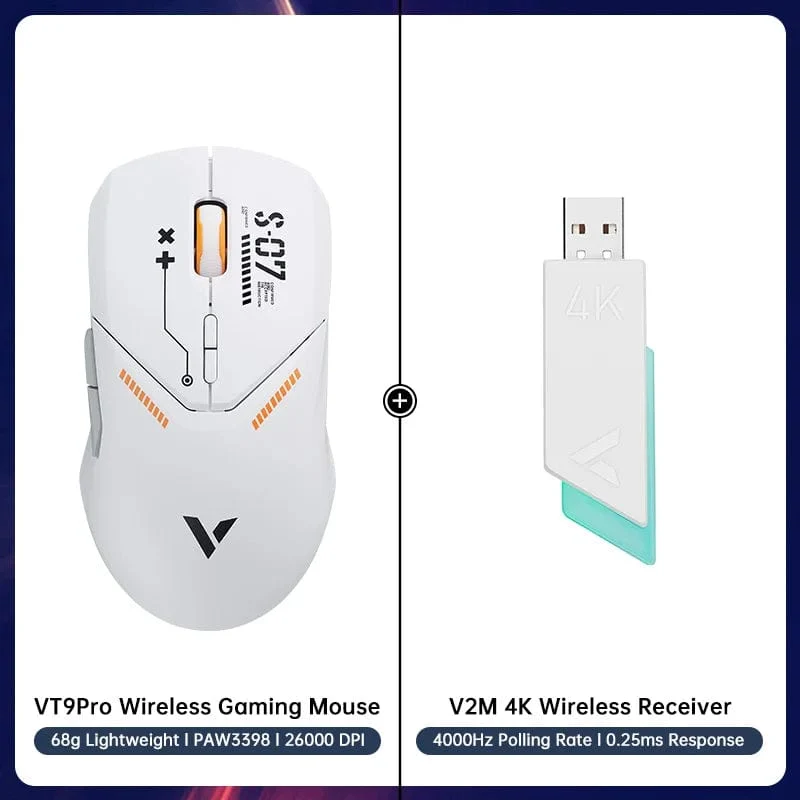 Rapoo VT9PRO Kabellose Gaming-Maus Esports Grade 68g Ultra-Light 26000DPI 8 Tasten Optische PAW3398 Computermaus für Laptop-PC