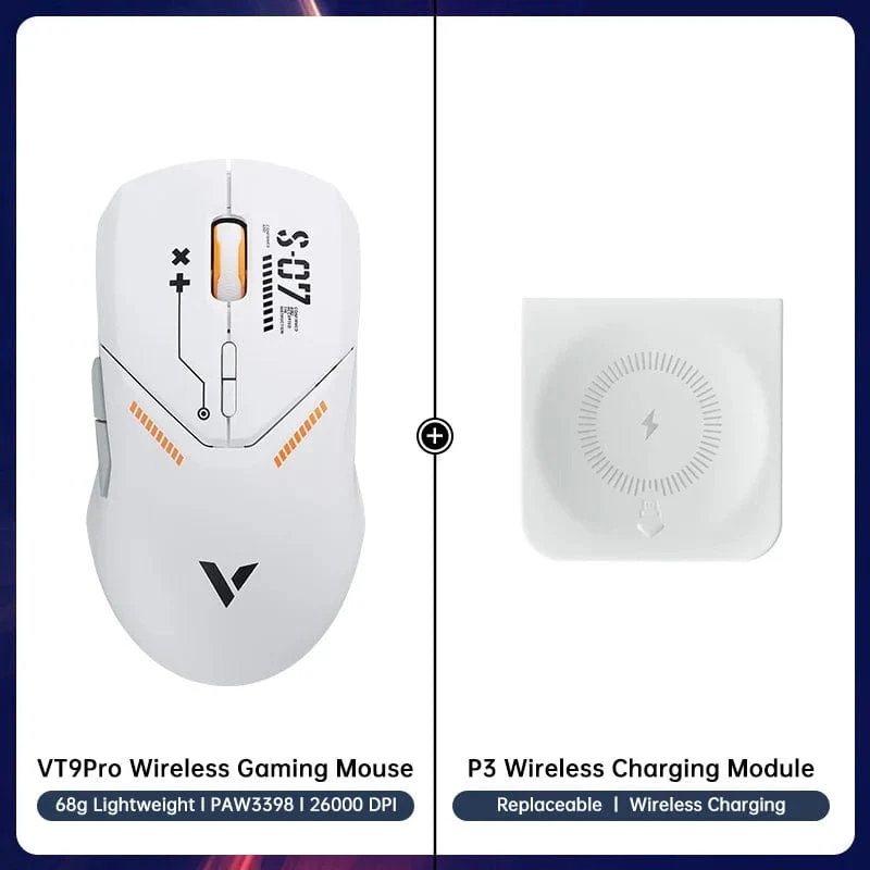 Rapoo VT9PRO Kabellose Gaming-Maus Esports Grade 68g Ultra-Light 26000DPI 8 Tasten Optische PAW3398 Computermaus für Laptop-PC