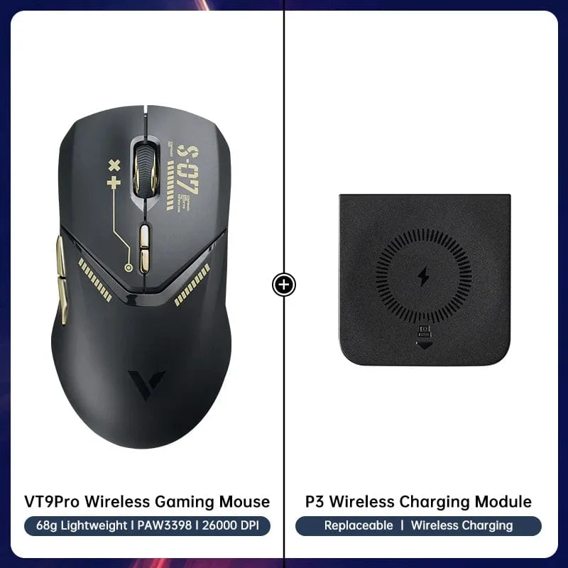 Rapoo VT9PRO Kabellose Gaming-Maus Esports Grade 68g Ultra-Light 26000DPI 8 Tasten Optische PAW3398 Computermaus für Laptop-PC