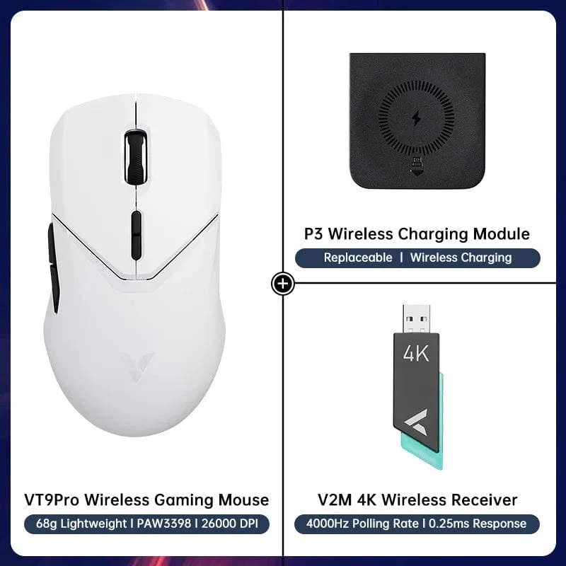 Rapoo VT9PRO Kabellose Gaming-Maus Esports Grade 68g Ultra-Light 26000DPI 8 Tasten Optische PAW3398 Computermaus für Laptop-PC
