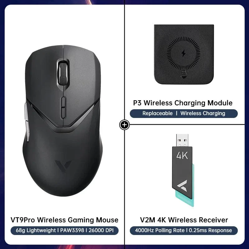 Rapoo VT9PRO Kabellose Gaming-Maus Esports Grade 68g Ultra-Light 26000DPI 8 Tasten Optische PAW3398 Computermaus für Laptop-PC