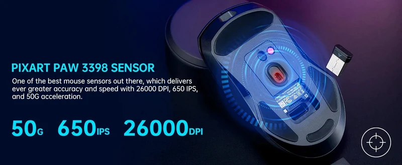 Rapoo VT9PRO Kabellose Gaming-Maus Esports Grade 68g Ultra-Light 26000DPI 8 Tasten Optische PAW3398 Computermaus für Laptop-PC