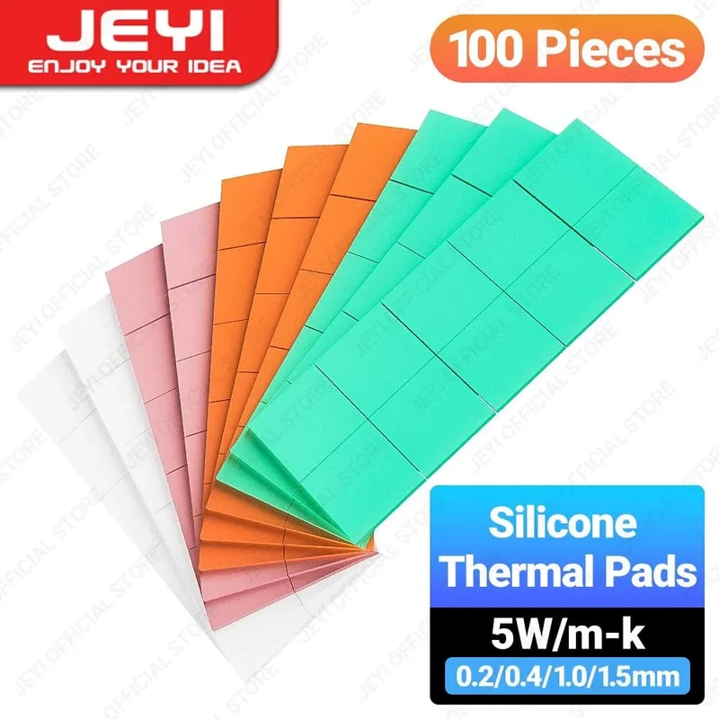 JEYI 100er-Pack Wärmeleitpads aus Silikon, M.2 SSD NVMe NGFF Wärmeleitpad für PC-Laptop-Kühlkörper/GPU/CPU/LED-Grafikkarte