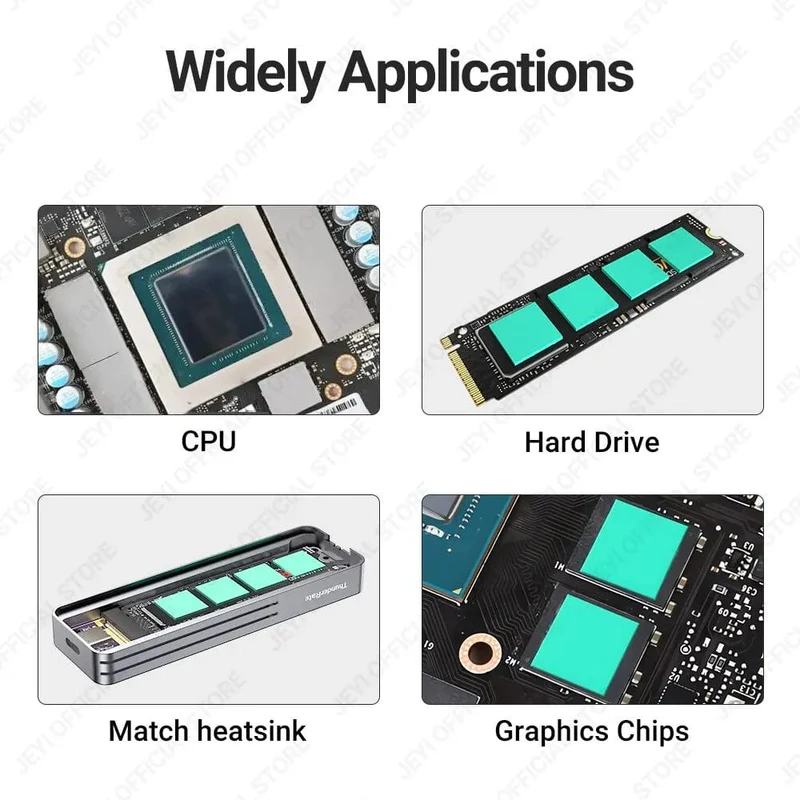 JEYI 100er-Pack Wärmeleitpads aus Silikon, M.2 SSD NVMe NGFF Wärmeleitpad für PC-Laptop-Kühlkörper/GPU/CPU/LED-Grafikkarte