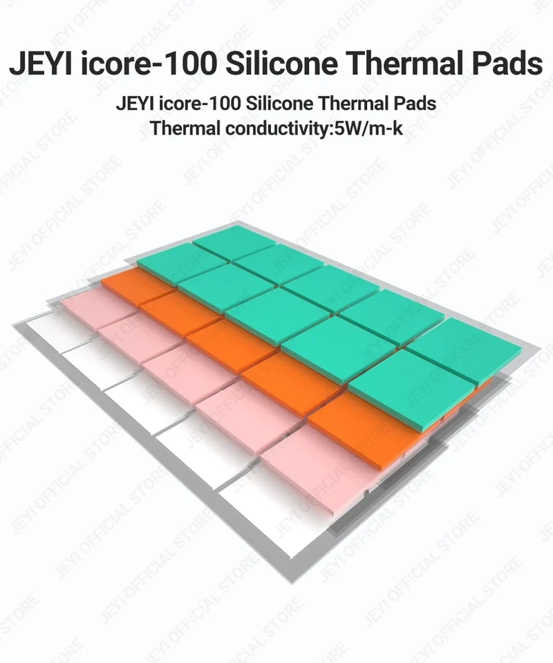 JEYI 100er-Pack Wärmeleitpads aus Silikon, M.2 SSD NVMe NGFF Wärmeleitpad für PC-Laptop-Kühlkörper/GPU/CPU/LED-Grafikkarte