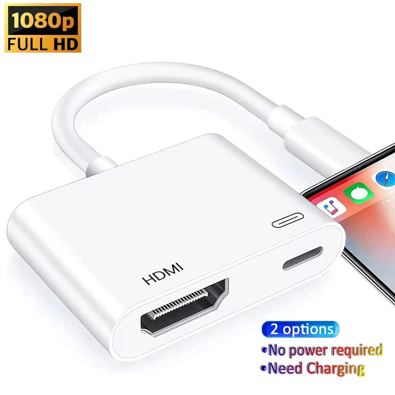 8-poliger Anschluss zum HDMI-Adapter, 1080P-Bildschirmkonverter, kompatibler iPhone-zu-HDMI-Adapter für iPhone-iPod-Modelle, TV-Monitore, Projektor