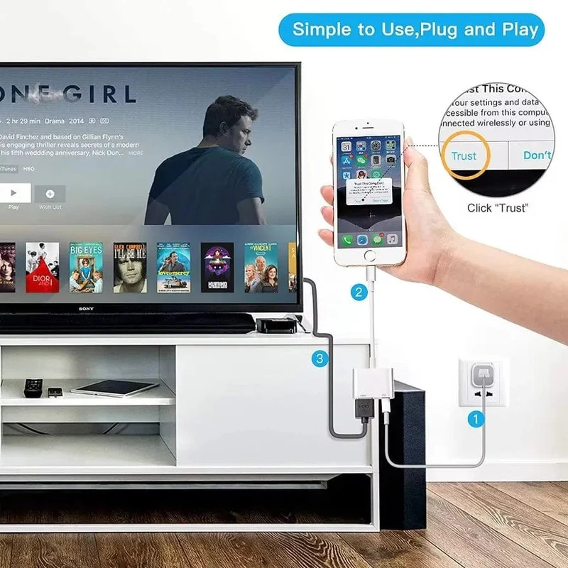 8-poliger Anschluss zum HDMI-Adapter, 1080P-Bildschirmkonverter, kompatibler iPhone-zu-HDMI-Adapter für iPhone-iPod-Modelle, TV-Monitore, Projektor
