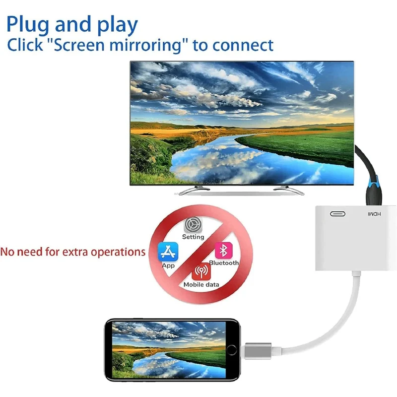 8-poliger Anschluss zum HDMI-Adapter, 1080P-Bildschirmkonverter, kompatibler iPhone-zu-HDMI-Adapter für iPhone-iPod-Modelle, TV-Monitore, Projektor