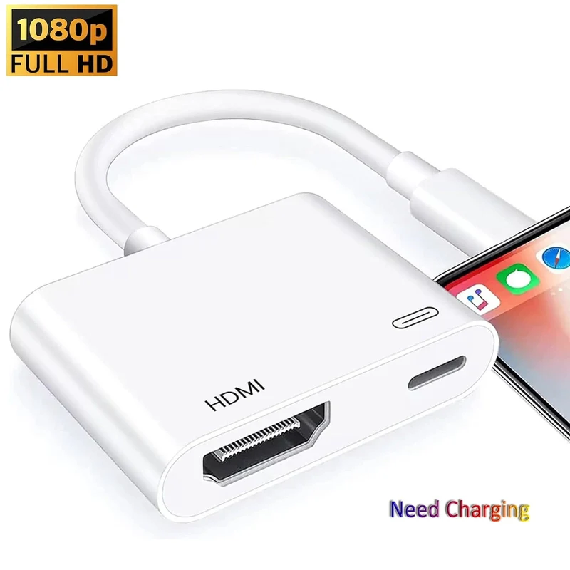 8-poliger Anschluss zum HDMI-Adapter, 1080P-Bildschirmkonverter, kompatibler iPhone-zu-HDMI-Adapter für iPhone-iPod-Modelle, TV-Monitore, Projektor