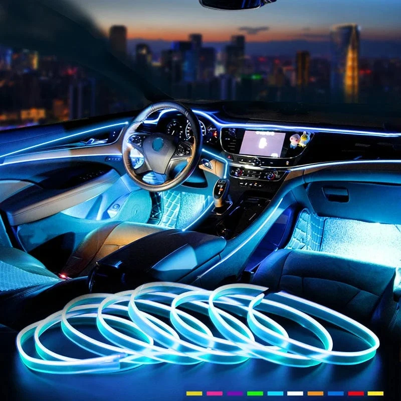 5m Auto Innenraum Atmosphäre Beleuchtung LED Streifen 5V DIY Flexible EL Neon Kalt Licht Linie Rohr Mit USB Auto Dekoration Umgebungs Lampe