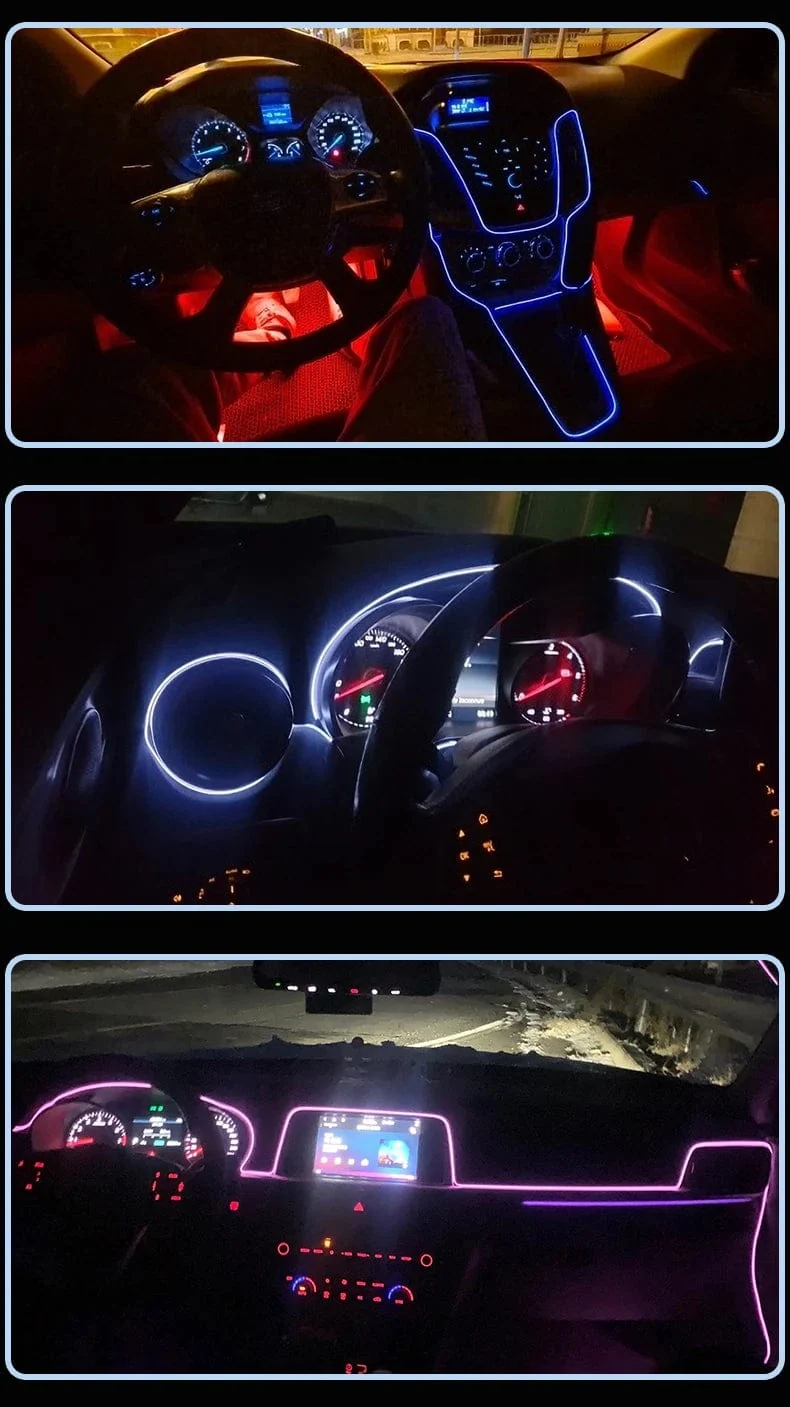 5m Auto Innenraum Atmosphäre Beleuchtung LED Streifen 5V DIY Flexible EL Neon Kalt Licht Linie Rohr Mit USB Auto Dekoration Umgebungs Lampe