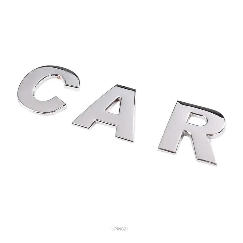 3D Alphanumerisches Metallic-Silber-Abzeichen, verchromtes Silber, alphanumerisches Logo, Autoaufkleber, Auto-Motorradteile, Aufkleber, Dekoration