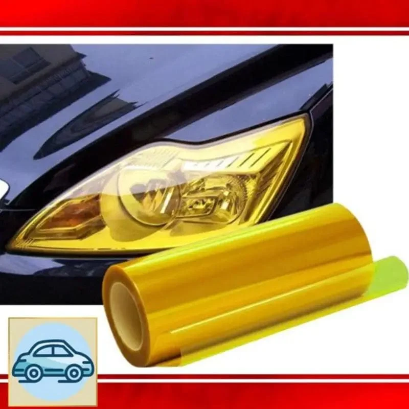 Gelbe Autolicht-Scheinwerfer-Rücklicht-Tönungsfolie, Vinylfolie, Lampenfolie, Aufkleberbogen, Farbwechsel, Rauch, matt, Nebelschlussaufkleber