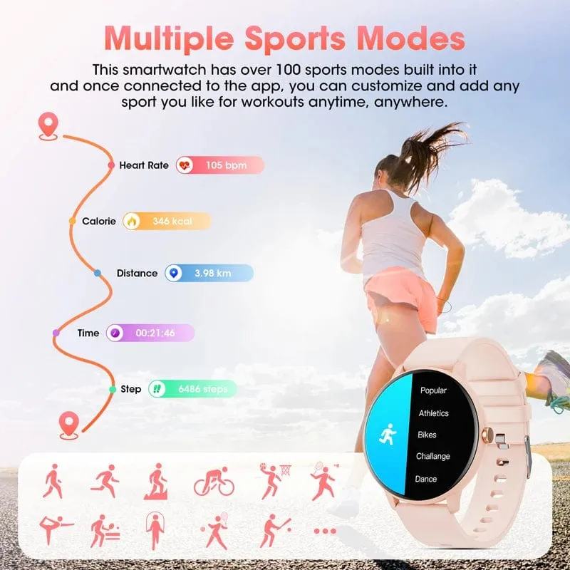 Karchilor 2024 Damen-Smartwatch, Bluetooth-Anruf, 1.39-Zoll-Touchscreen, Smartwatches für Männer, Gesundheitsüberwachung, IP67, wasserdicht, Fitness