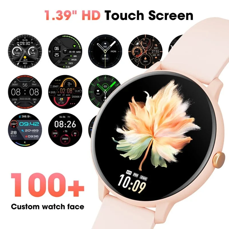 Karchilor 2024 Damen-Smartwatch, Bluetooth-Anruf, 1.39-Zoll-Touchscreen, Smartwatches für Männer, Gesundheitsüberwachung, IP67, wasserdicht, Fitness