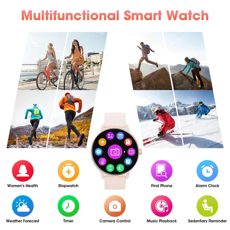 Karchilor 2024 Damen-Smartwatch, Bluetooth-Anruf, 1.39-Zoll-Touchscreen, Smartwatches für Männer, Gesundheitsüberwachung, IP67, wasserdicht, Fitness