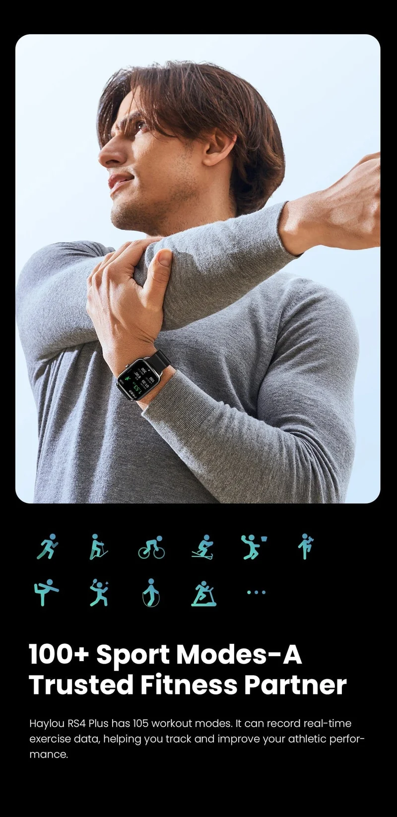 HAYLOU RS4 Plus Smartwatch 1.78'' AMOLED-Display 105 Sportmodi 10 Tage Akkulaufzeit Smart Watch SpO₂ Herzfrequenz Schlafmonitor