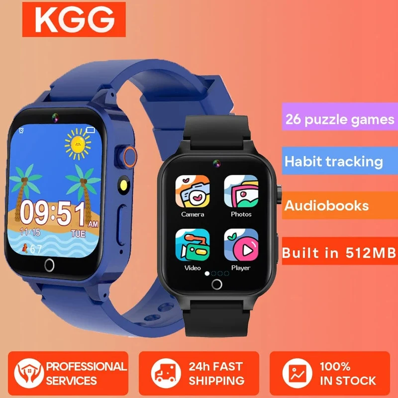 KGG Kinder-Smartwatches für Mädchen und Jungen, 26 Spiele, Touchscreen, Kamera, Schrittzähler, Video, MP3-Alarm, Kinder-Digitaluhr, Geburtstagsgeschenk