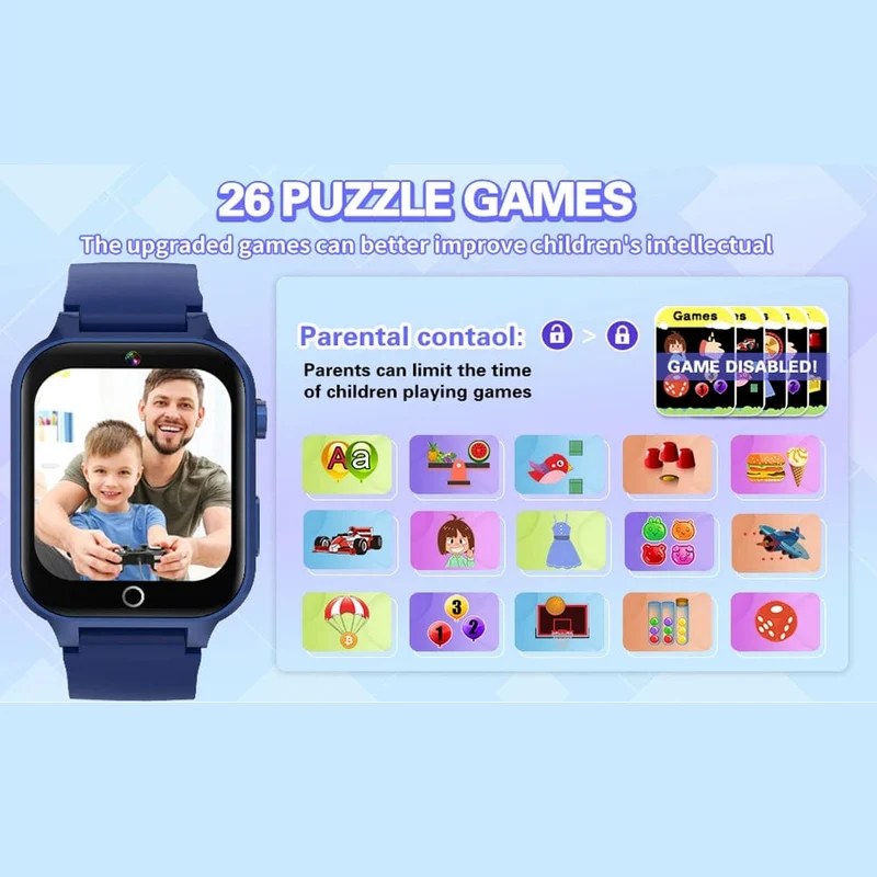 KGG Kinder-Smartwatches für Mädchen und Jungen, 26 Spiele, Touchscreen, Kamera, Schrittzähler, Video, MP3-Alarm, Kinder-Digitaluhr, Geburtstagsgeschenk