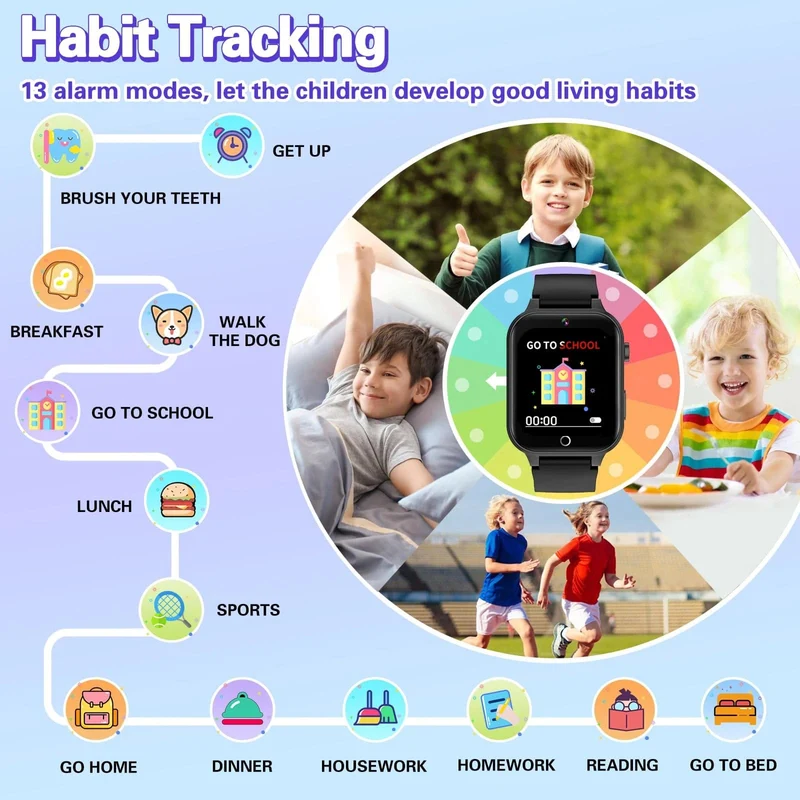 KGG Kinder-Smartwatches für Mädchen und Jungen, 26 Spiele, Touchscreen, Kamera, Schrittzähler, Video, MP3-Alarm, Kinder-Digitaluhr, Geburtstagsgeschenk
