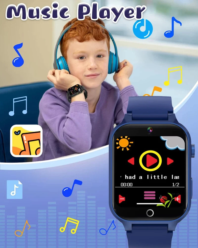 KGG Kinder-Smartwatches für Mädchen und Jungen, 26 Spiele, Touchscreen, Kamera, Schrittzähler, Video, MP3-Alarm, Kinder-Digitaluhr, Geburtstagsgeschenk