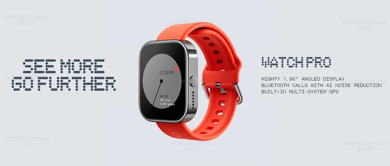 Globale Version CMF von Nothing Watch Pro 1.96" AMOLED Bluetooth 5.3 BT-Anrufe mit AI-Rauschunterdrückung GPS-Smartwatch CMF Watch Pro