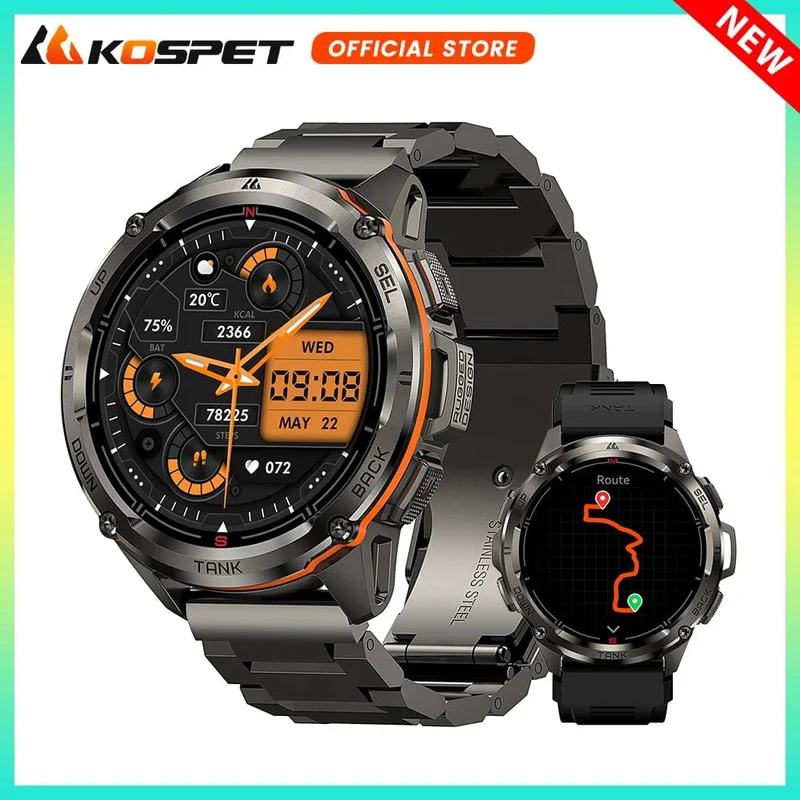 2024 Original KOSPET TANK T3 Ultra GPS Smart Watch Herren Smartwatch 470mAh Digitale Fitness AMOLED AOD Bluetooth Elektronische Uhren