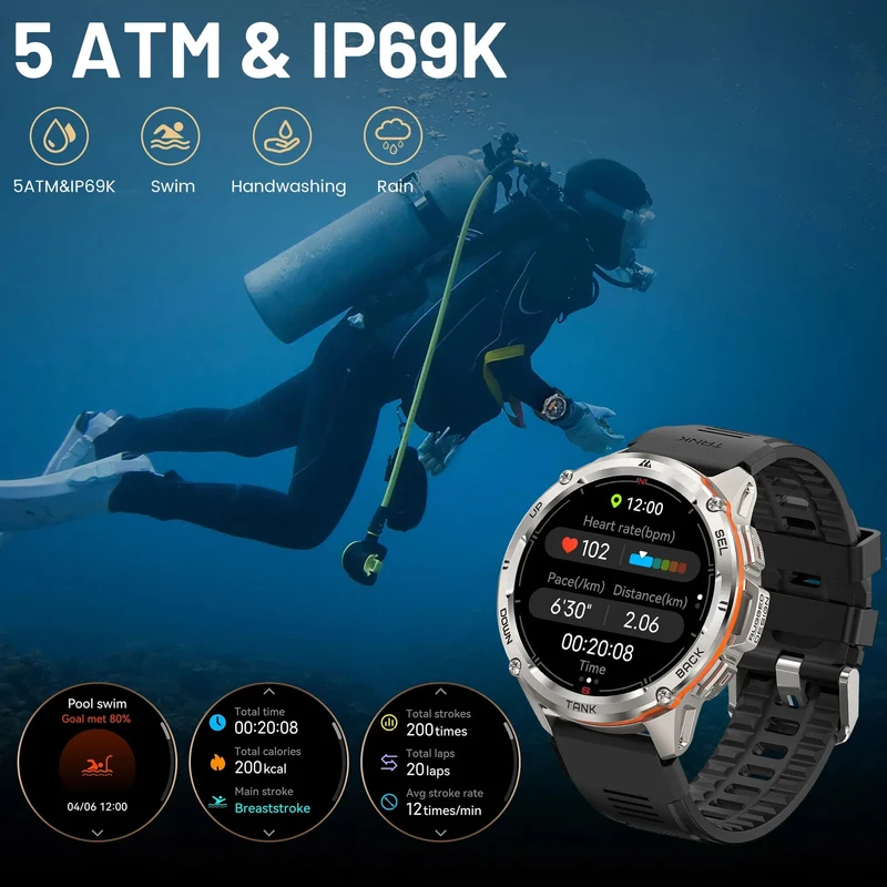 2024 Original KOSPET TANK T3 Ultra GPS Smart Watch Herren Smartwatch 470mAh Digitale Fitness AMOLED AOD Bluetooth Elektronische Uhren