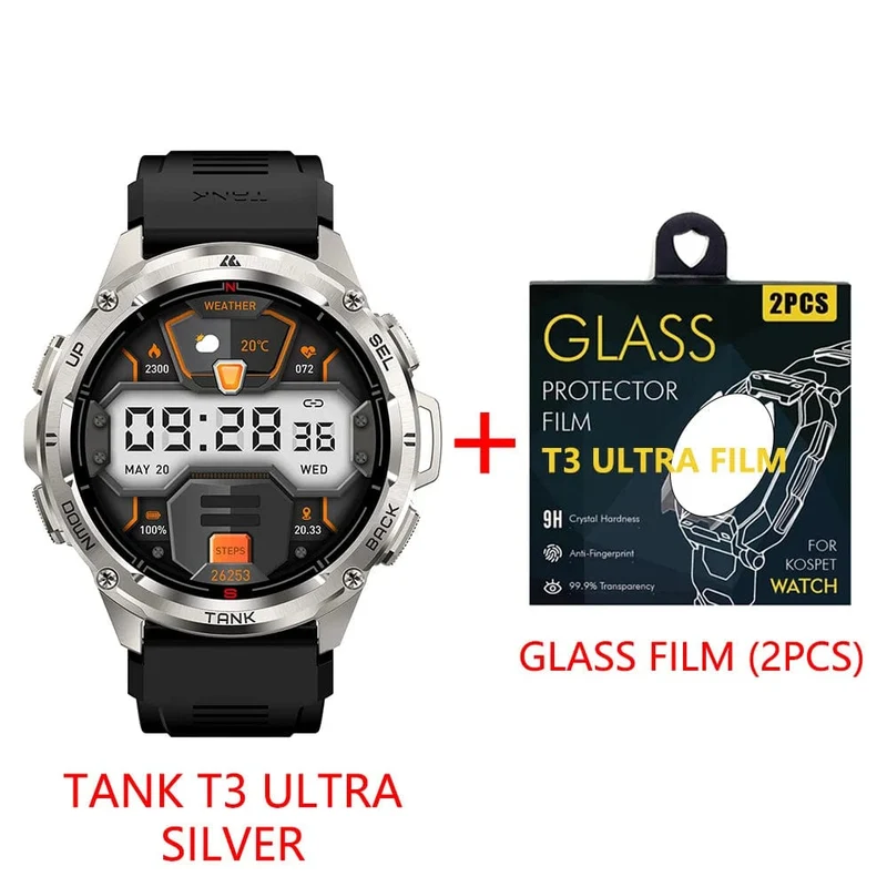 2024 Original KOSPET TANK T3 Ultra GPS Smart Watch Herren Smartwatch 470mAh Digitale Fitness AMOLED AOD Bluetooth Elektronische Uhren