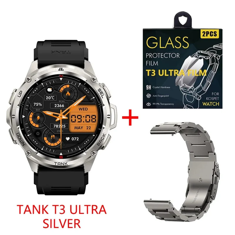 2024 Original KOSPET TANK T3 Ultra GPS Smart Watch Herren Smartwatch 470mAh Digitale Fitness AMOLED AOD Bluetooth Elektronische Uhren