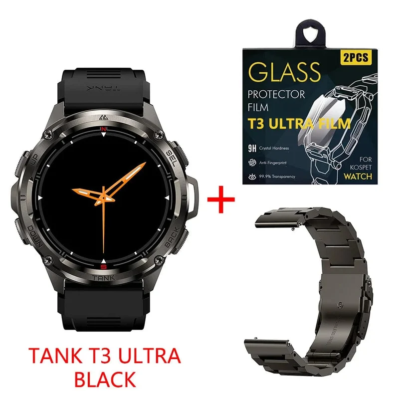 2024 Original KOSPET TANK T3 Ultra GPS Smart Watch Herren Smartwatch 470mAh Digitale Fitness AMOLED AOD Bluetooth Elektronische Uhren
