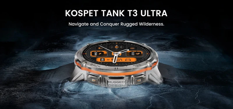 2024 Original KOSPET TANK T3 Ultra GPS Smart Watch Herren Smartwatch 470mAh Digitale Fitness AMOLED AOD Bluetooth Elektronische Uhren