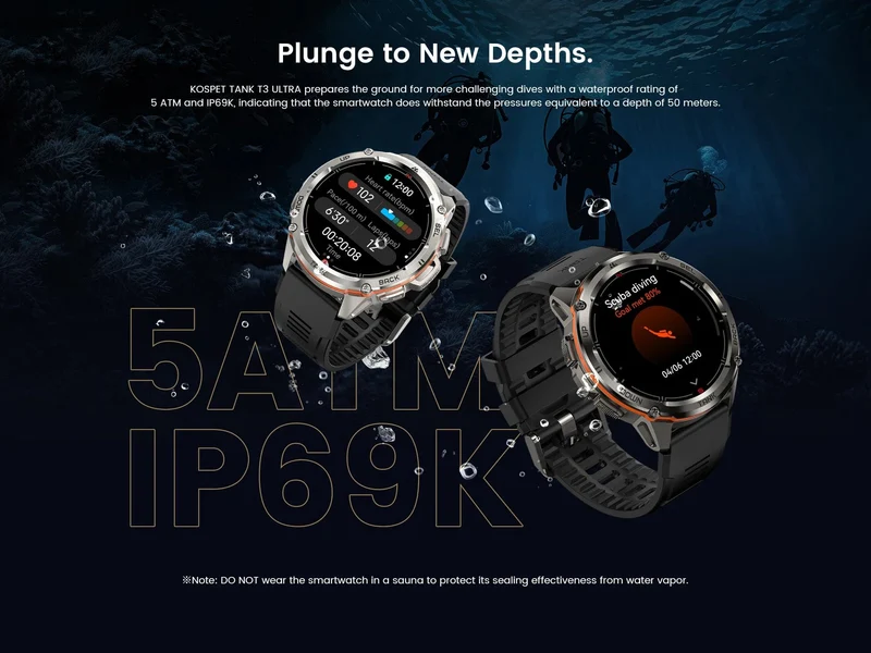 2024 Original KOSPET TANK T3 Ultra GPS Smart Watch Herren Smartwatch 470mAh Digitale Fitness AMOLED AOD Bluetooth Elektronische Uhren