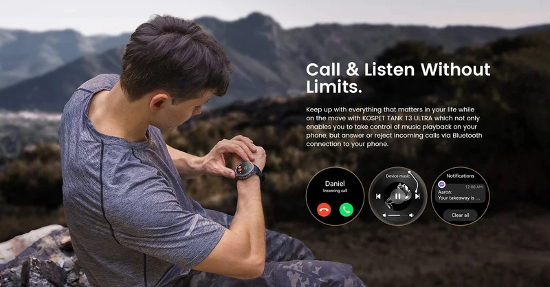 2024 Original KOSPET TANK T3 Ultra GPS Smart Watch Herren Smartwatch 470mAh Digitale Fitness AMOLED AOD Bluetooth Elektronische Uhren