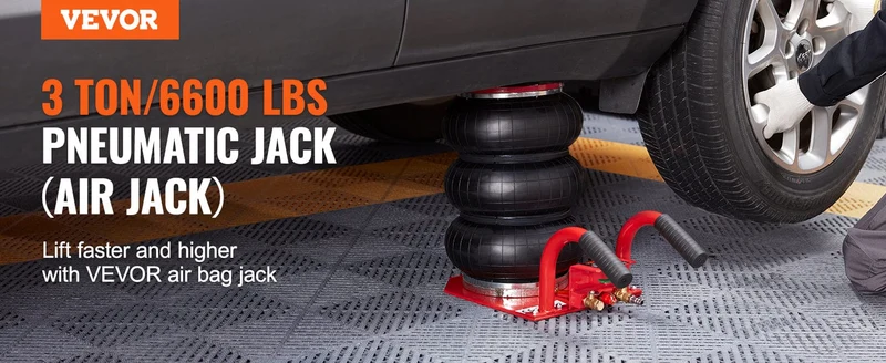 VEVOR Luftheber mit dreifacher Luftpolstertasche, 3 Tonnen (6600 lbs) Tragkraft, tragbare pneumatische Wagenheber, strapazierfähig und schnell hebend, für die Autoreparatur in der Garage