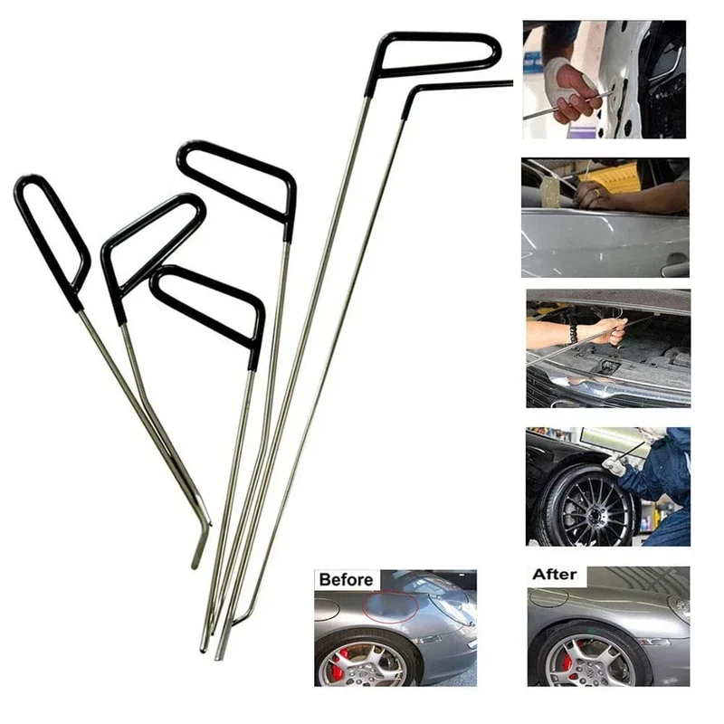 Auto Dent Reparatur Haken Edelstahl Schubstangen Brecheisen Werkzeugsatz für Dellen Hagelschaden Entfernung Kfz-Zubehör