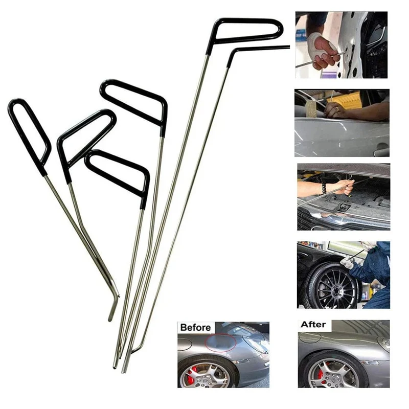 Auto Dent Reparatur Haken Edelstahl Schubstangen Brecheisen Werkzeugsatz für Dellen Hagelschaden Entfernung Kfz-Zubehör