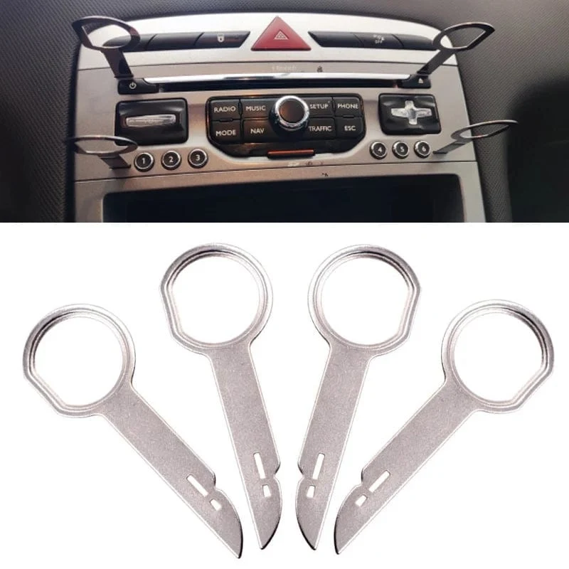 4 STÜCKE Radio Stereo Entfernung Extractor Schlüssel Release Pin Head Unit Audio Installieren Werkzeug Für VW Audi Ford Mercedes Benz Skoda Auto Teile