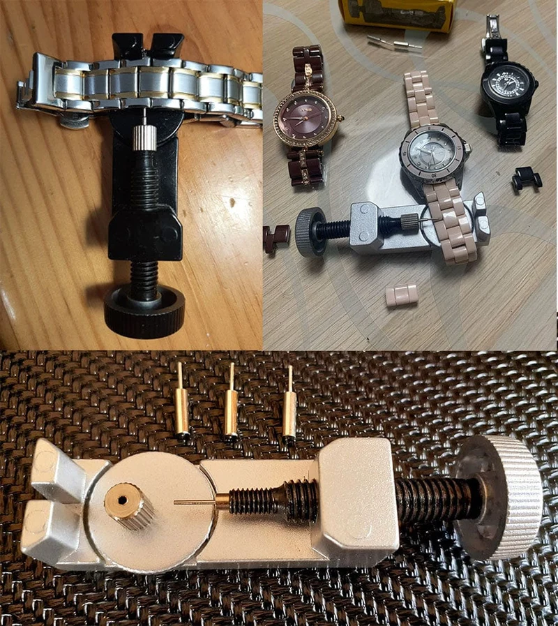 Armbandlöser, Uhrenarmband-Verbindungsstift-Entfernungswerkzeug-Set für Uhrmacher mit 3 zusätzlichen Stiften, Ersatz-Federsteg-Entferner-Set