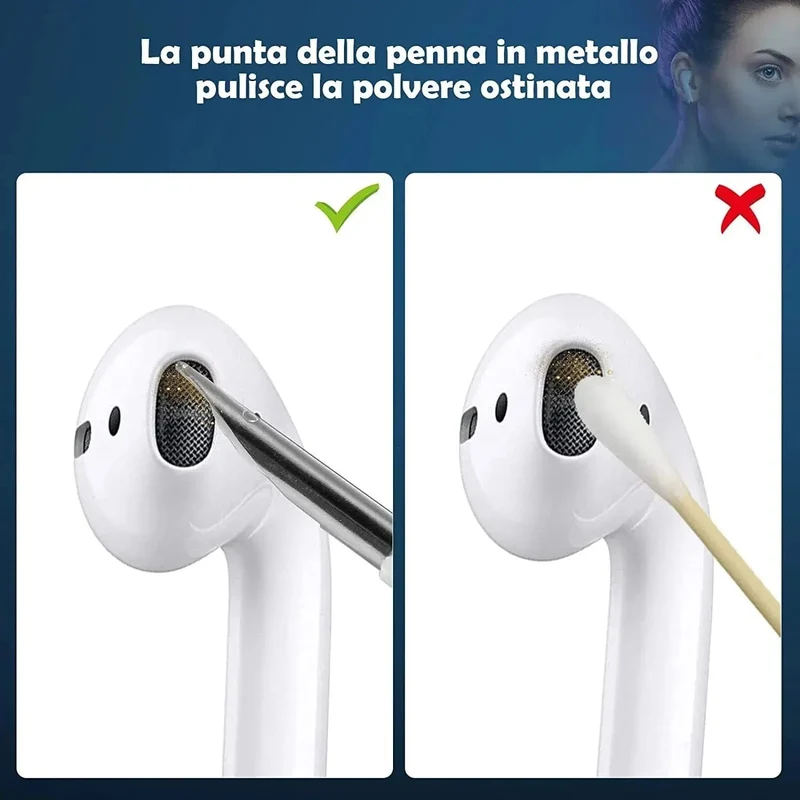 1 stück Tragbares Reinigungswerkzeug für Bluetooth-Kopfhörerstecker Reinigungsset Staubreinigungsstift Reinigungsbürste für Kopfhörerstecker