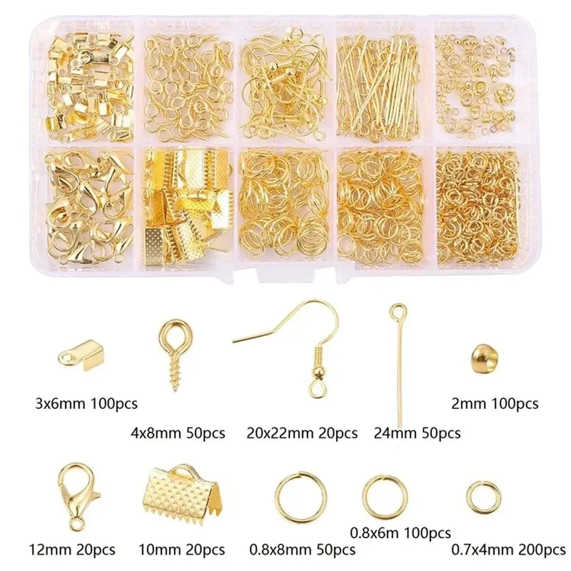Legierungszubehör, Schmuckzubehör-Set, Ohrring-Herstellungsset, Karabinerverschluss, offene Biegeringe, Reparaturwerkzeuge, DIY-Schmuckherstellungszubehör